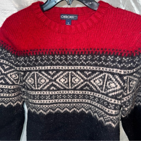 Cherokee Men's Red and Black Geometric Sweater - Picture 2 of 4
